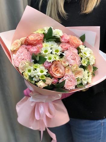 Букет цветов из: Гвоздики, Розы и Хризантемы в Кулаково