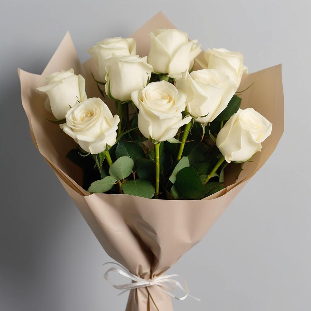 Букет 9 Белых роз Эдлесс Лав в Кулаково