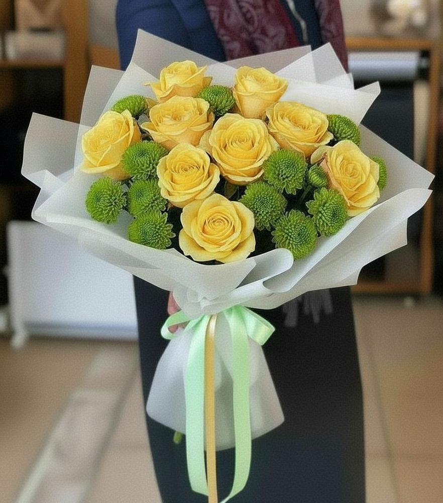 Букет цветов из: Хризантемы и Розы в Кулаково