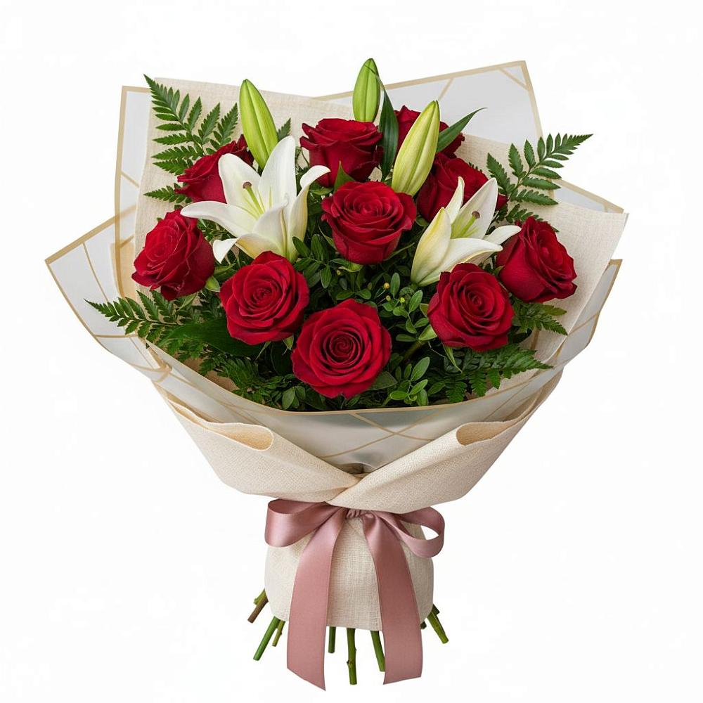 Букет цветов из: Лилии и Розы в Кулаково