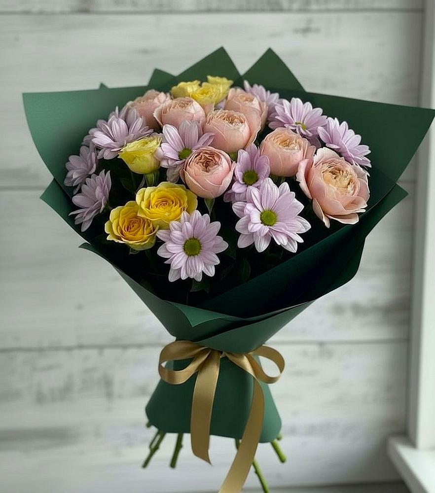 Букет цветов из: Хризантемы и Розы в Кулаково