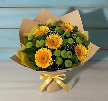 Букет цветов из:  Герберы и Хризантемы в Кулаково
