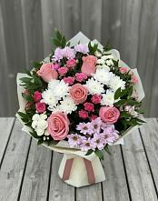 Букет цветов из:  Альстромерии, Гвоздики, Розы и Хризантемы в Кулаково