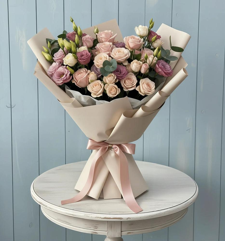 Букет цветов из: Розы и Лизиантусы в Кулаково