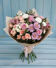 Букет цветов из:  Хризантемы, Розы и Альстромерии #REPLACE_PRED# Кулаково