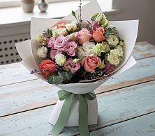 Букет цветов из:  Розы, Лизиантусы и Гвоздики в Кулаково