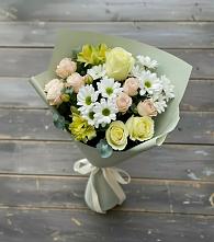 Букет цветов из:  Альстромерии, Розы и Хризантемы в Кулаково
