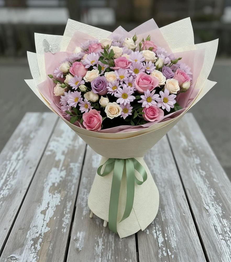 Букет цветов из: Розы и Хризантемы в Кулаково