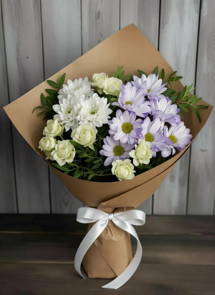 Букет цветов из: Хризантемы и Розы в Кулаково