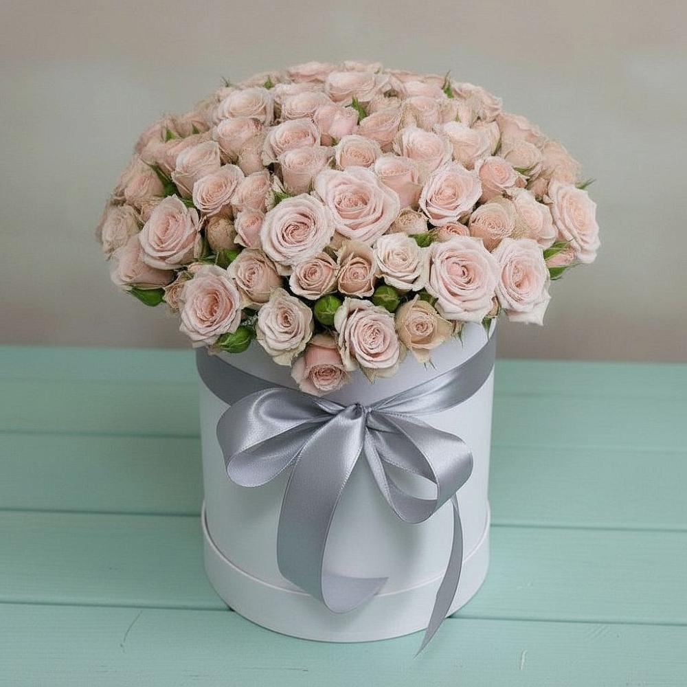 Цветочная композиция из Розы в шляпной коробке в Кулаково